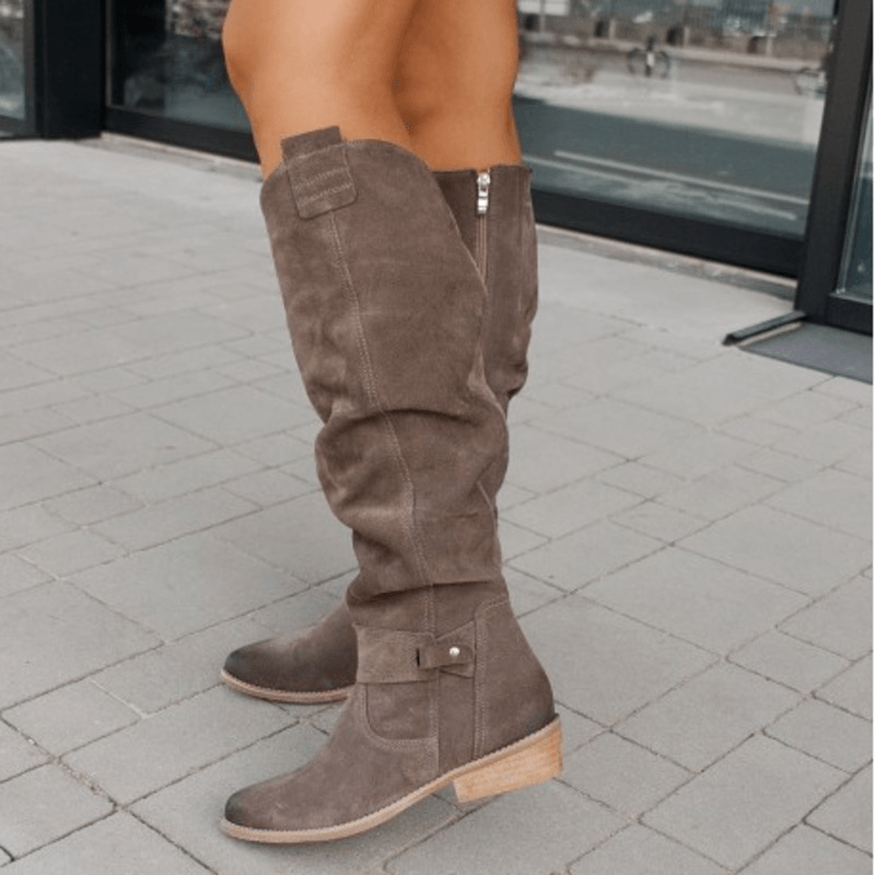 Samira Knee-High Slouch Womens Boots with Side Zip Closure