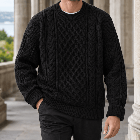 Cable Knit Crew Neck Jumper for Men