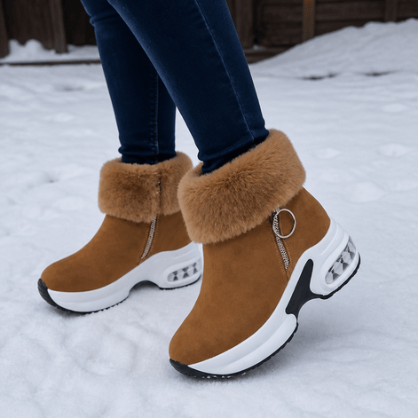 Josette Cuffed Zip-Up Ankle Boots with Fold-Over Textile Cuff for Women
