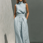 Women's Wide-Leg Tailored Trouser and Sleeveless Top Set