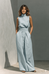 Women's Wide-Leg Tailored Trouser and Sleeveless Top Set