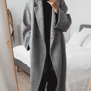 Adrienne Oversized Double-Breasted Wool-Blend Winter Coat for Women