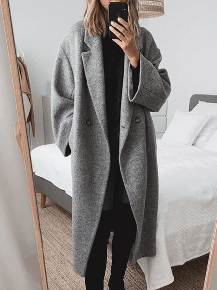 Adrienne Oversized Double-Breasted Wool-Blend Winter Coat for Women