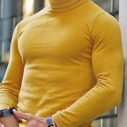 Men's Ribbed Turtleneck Knit Jumper with Long Sleeves