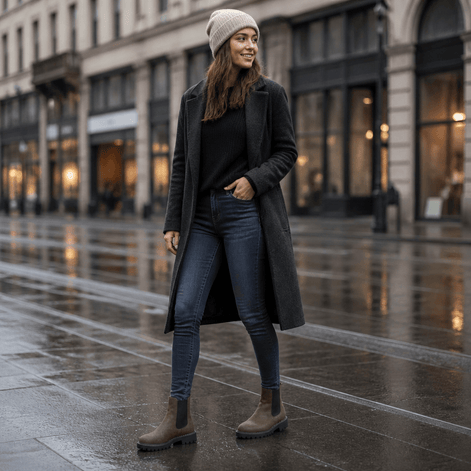 Wide-Fit Chelsea Boots with Stretch Side Panels for Women