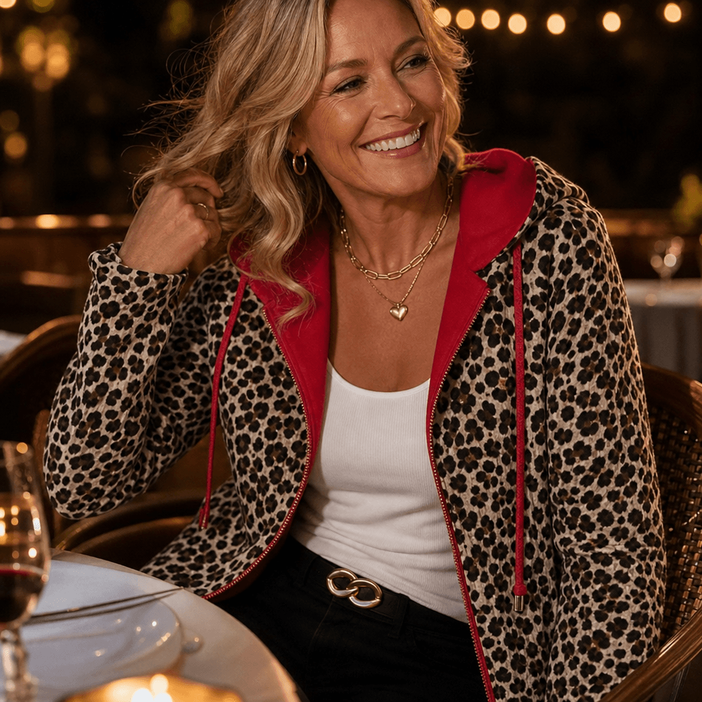 Reversible Leopard Print Hooded Coat for Women in Winter