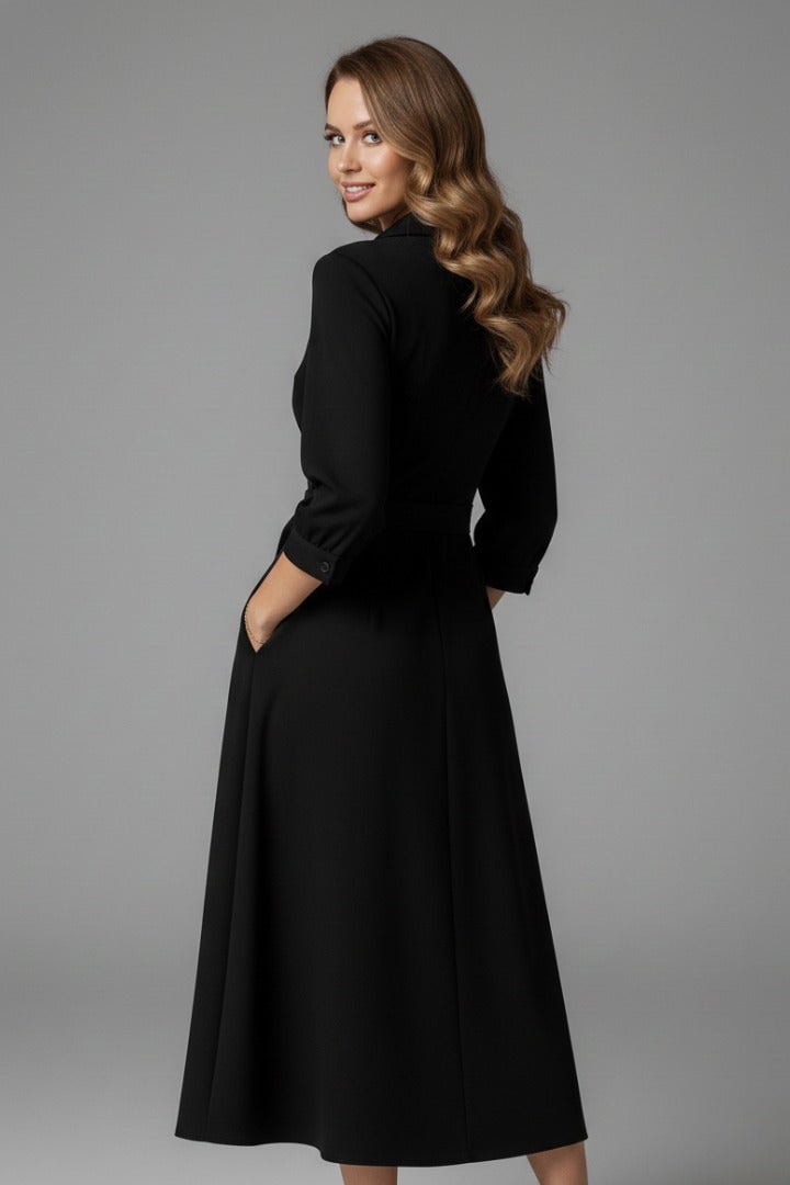 Matilda Long Sleeve Woven Wrap Midi Dress for Christmas Party