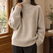 Imogen-Elise Oversized Turtleneck Knitted Jumper with Ribbed Cuffs for Women