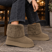 Massimo-Vico Fur-Cuff Suede Platform Ankle Boots for Women