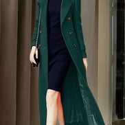 Elora Belted Shawl Collar Long Wool-Blend Coat with Button Front