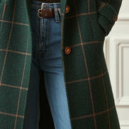 Women's Plaid Double-Breasted Mid-Length Winter Coat in Wool Blend
