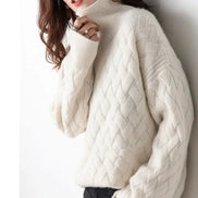 Women's Cable-Knit Turtleneck Jumper with Cashmere Blend