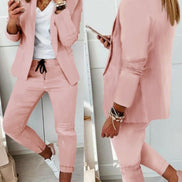 Women's Cotton Blend Blazer and Jogger Two-Piece Co-Ord Set