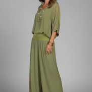 Natalie Wide-Leg Chiffon Co-ord Set with Draped Top