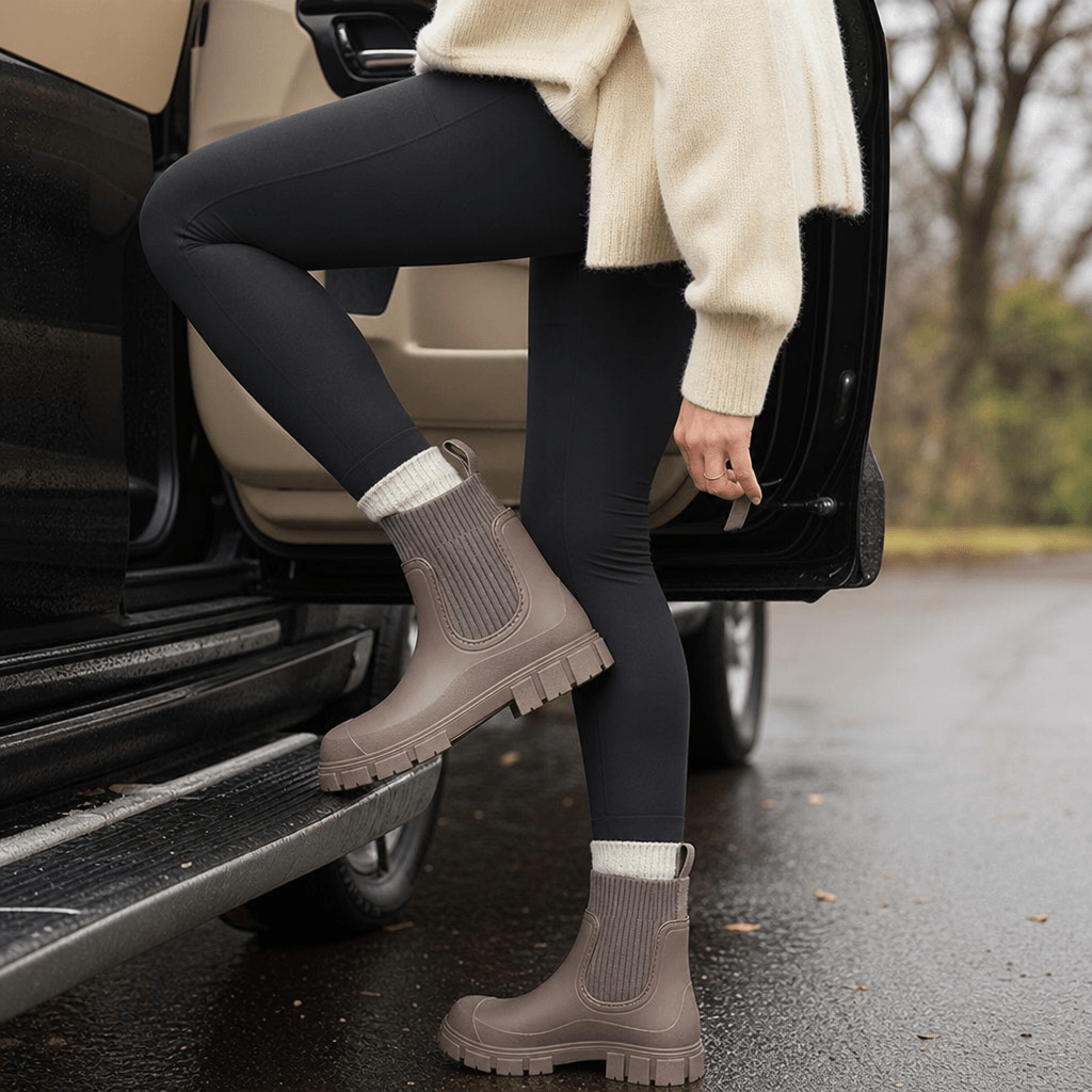 Puddlestep Women's Elastic Collar PVC Ankle Winter Boots