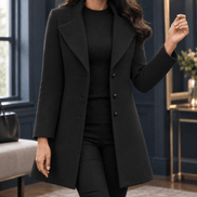 Pascaline-Rose Women's Notched Lapel Wool-Blend Winter Coat