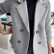 Sorelle Double-Breasted Women's Tailored Blazer with Knit Sleeves
