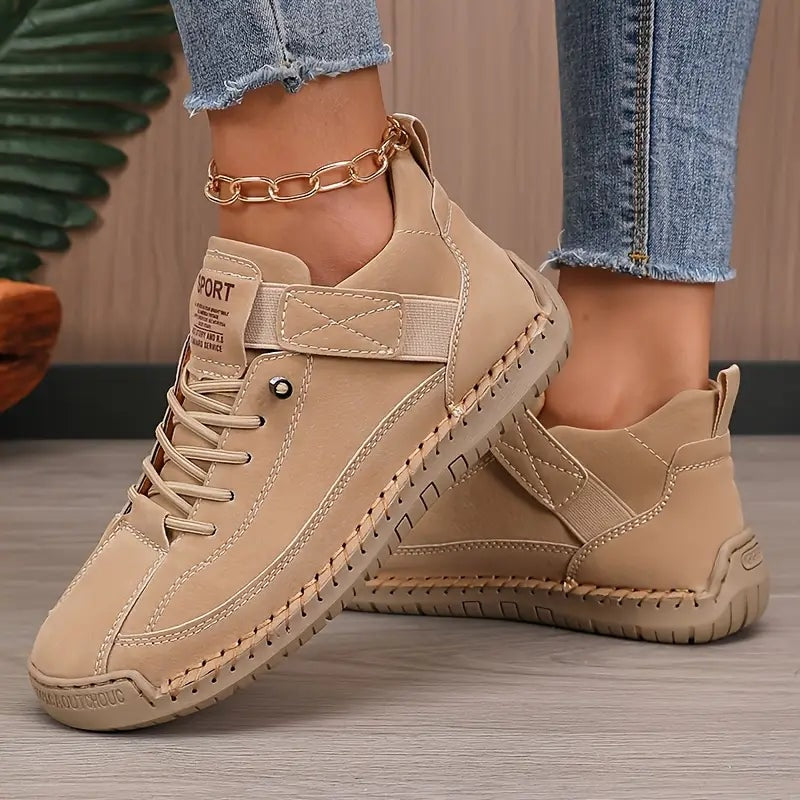 Women's Leather Lace-Up Trainers with Orthopedic Cushioning