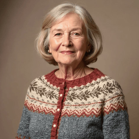 Women's Fair Isle Button-Up Knitted Cardigan with Nordic Yoke Pattern