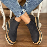 Courtney Faux Leather Wedge Ankle Bootie with Side Zip for Women