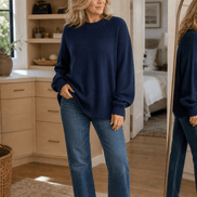 Women's Ribbed Dropped-Shoulder Oversized Knitted Jumper