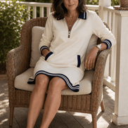 Women's Quarter-Zip Collared Knit Midi Dress with Pockets