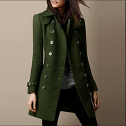 Janice Women's Double-Breasted Mid-Length Wool Blend Winter Coat