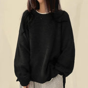 Women's Oversized Round Neck Knitted Jumper with Long Sleeves
