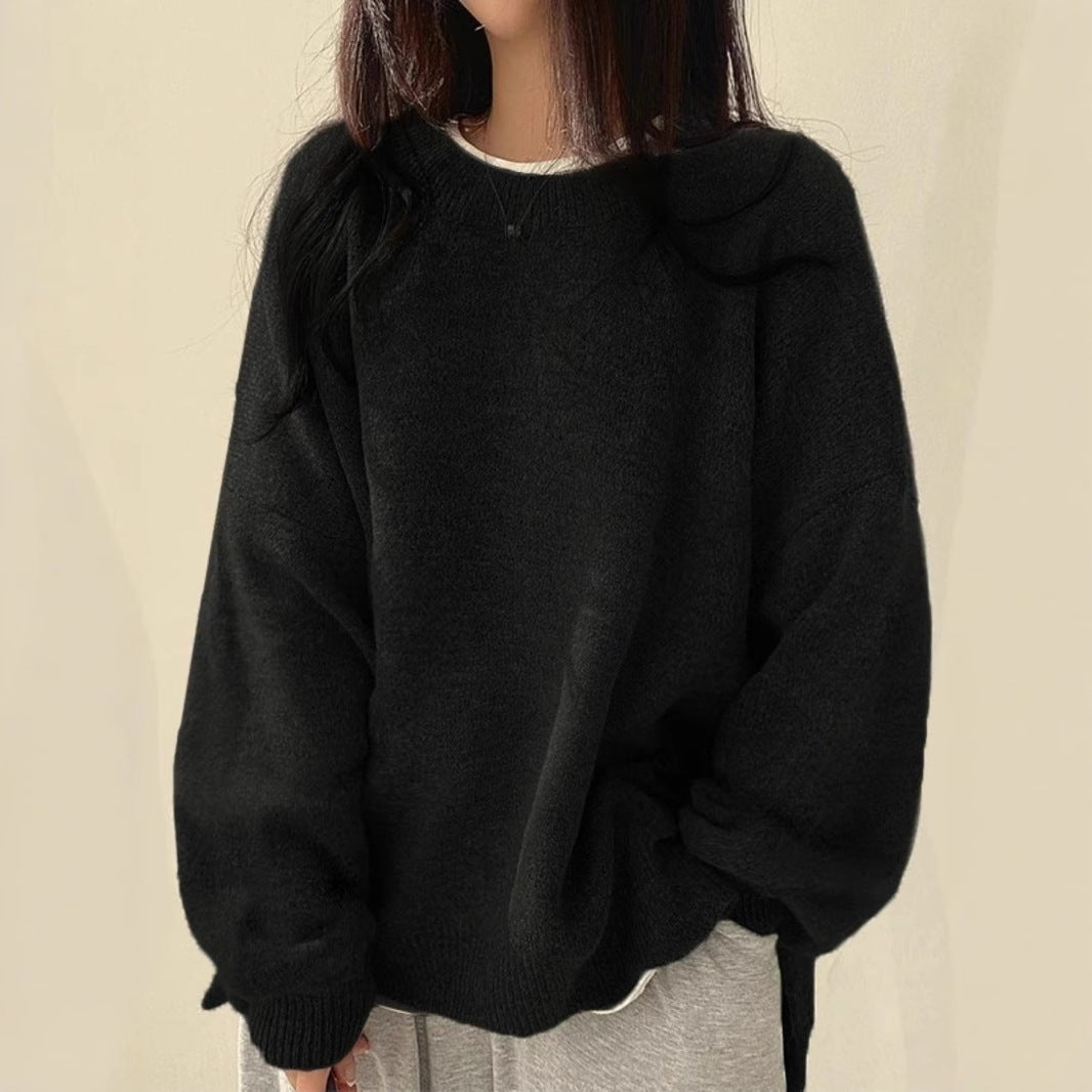 Women's Oversized Round Neck Knitted Jumper with Long Sleeves