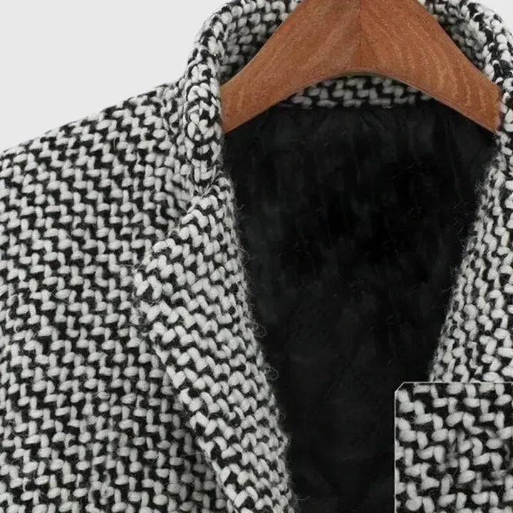 Rebeka Longline Houndstooth Women's Wool-Blend Winter Coat