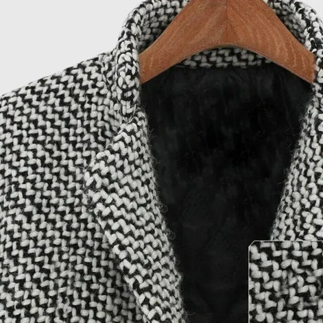 Rebeka Longline Houndstooth Women's Wool-Blend Winter Coat