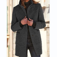 Drune Collared Wool Blend Winter Coat with Button Front for Women