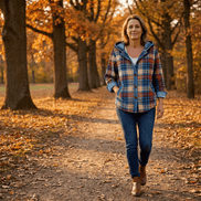 Weslyn Plaid Hooded Shacket with Denim Trim