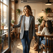 Relaxed Fit Plaid Lapel Blazer for Women Tailored to Flatter