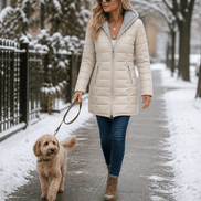 Women's Plush-Lined Hooded Longline Quilted Puffer Jacket