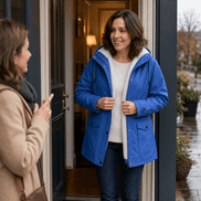 Waterproof Plush-Lined Hooded Jacket with Fleece Trim