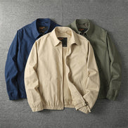 Cotton-Blend Harrington Jacket for Men with Zip Closure