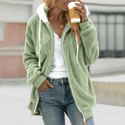 Wendy Oversized Zip-Up Fleece Hoodie with Sherpa Lined Hood