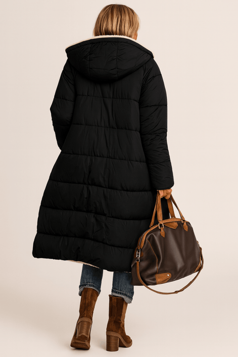 Sasha Faux Shearling-Lined Longline Winter Coat for Women