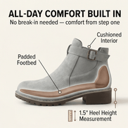 Women's Buckle Strap Ankle Boots with Chunky Lug Sole
