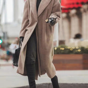 Christy Women's Oversized Longline Wool Blend Coat with Lapel Collar