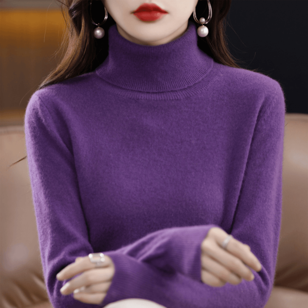 Elena Cashmere Blend Turtleneck Jumper for Ladies Christmas Wear