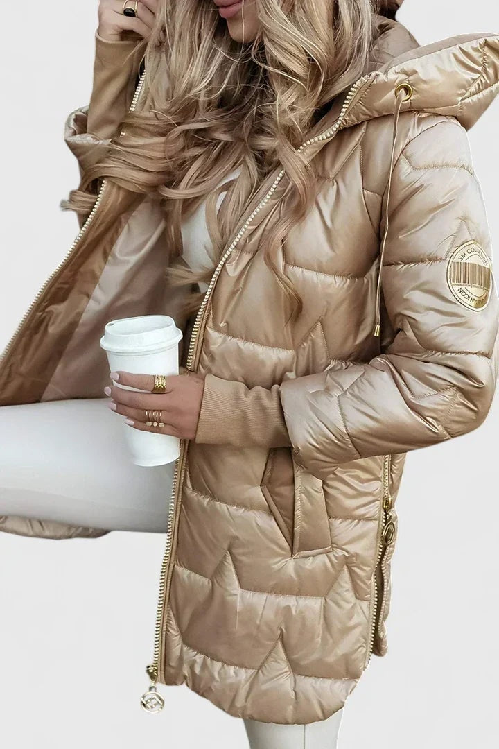 Lyzzandra Hooded Quilted Puffer Jacket with Zip Front