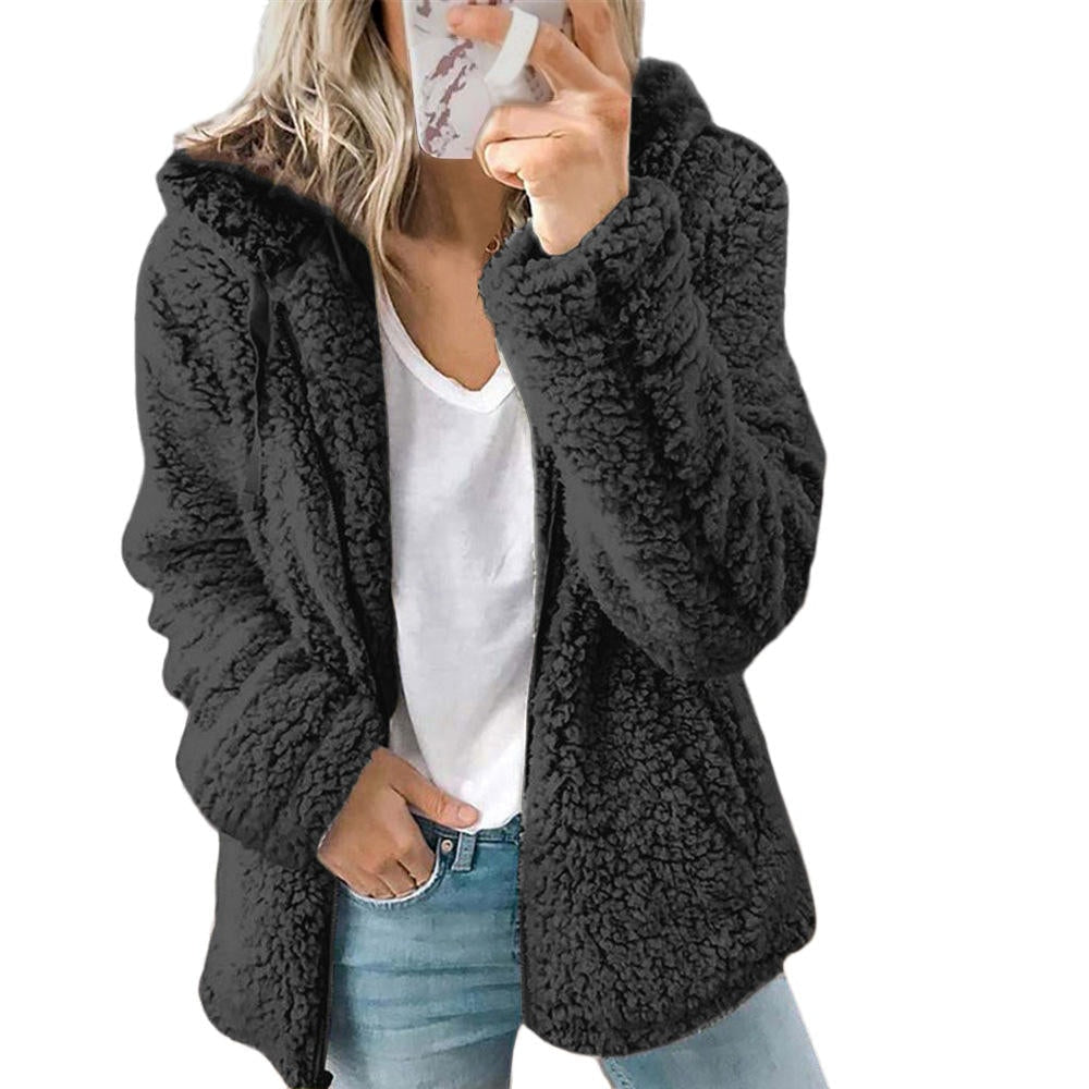 Women's Fleece Teddy Coat with Zip Pockets