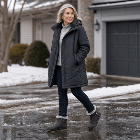 Faux Fur-Lined Waterproof Slip-On Ankle Boots for Women in Winter