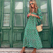 Relaxed Fit Floral Woven Maxi Dress for Christmas Parties