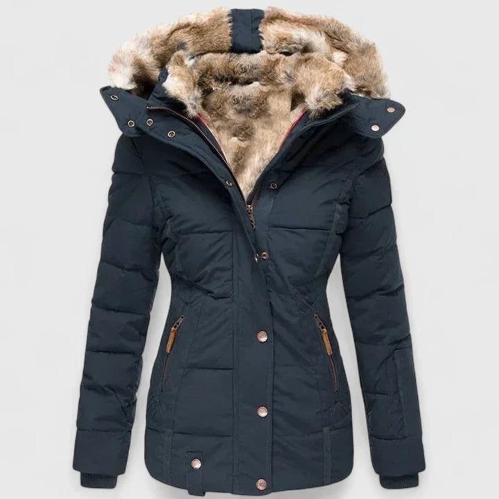 Veyzandra Faux Fur Hooded Padded Puffer Jacket for Women