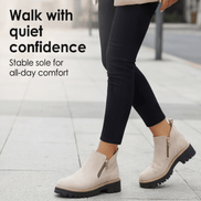 Women's Suede Chelsea Ankle Winter Boots with Chunky Heel
