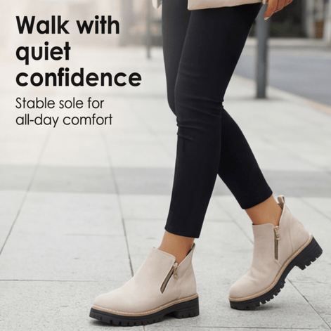 Women's Suede Chelsea Ankle Winter Boots with Chunky Heel