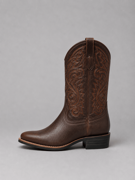 Savannah Embroidered Western Leather Boots with Block Heel